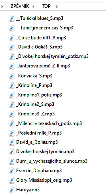 Složka s nácvikovými MP3